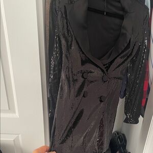 Bershka Black Sequin Blazer Dress